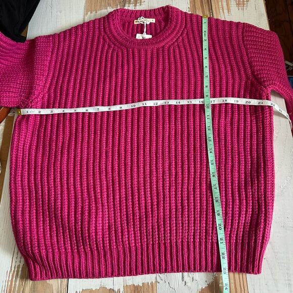 Marine Layer Ribbed Oversized Crewneck Sweater Size Small Rose Violet - Picture 9 of 12